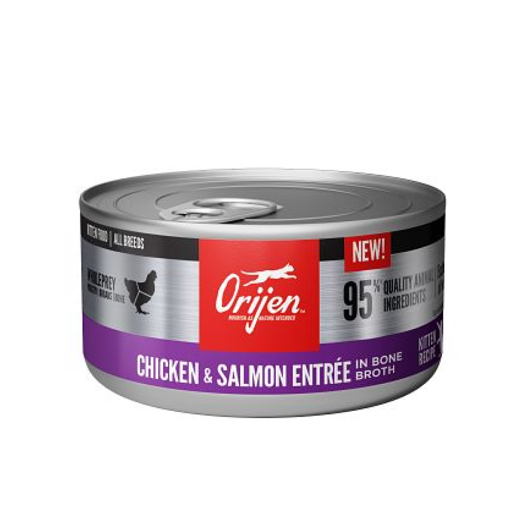 ORIJEN Chicken + Salmon Entrée in Bone Broth - Kitten Recipe, 3-oz image number null