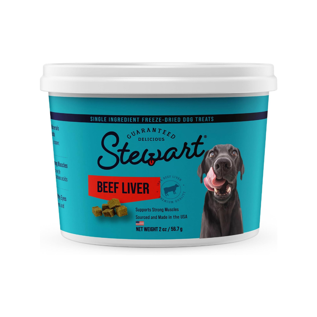 Stewart Single Ingredient Freeze Dried Raw Beef Liver Dog Treats, 2-oz image number null