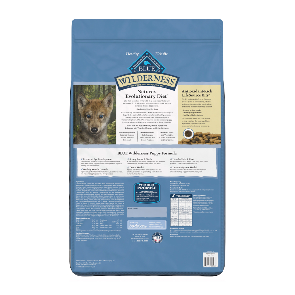 Blue Buffalo Wilderness High Protein Chicken Puppy Dry Dog Food, 24-lb image number null