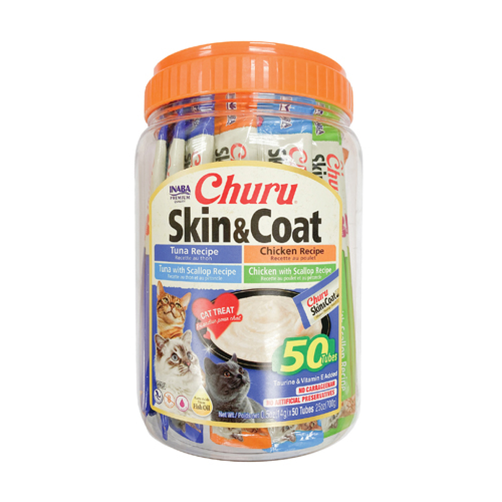 Churu Skin & Coat Variety Cat Treats, 50-pk image number null