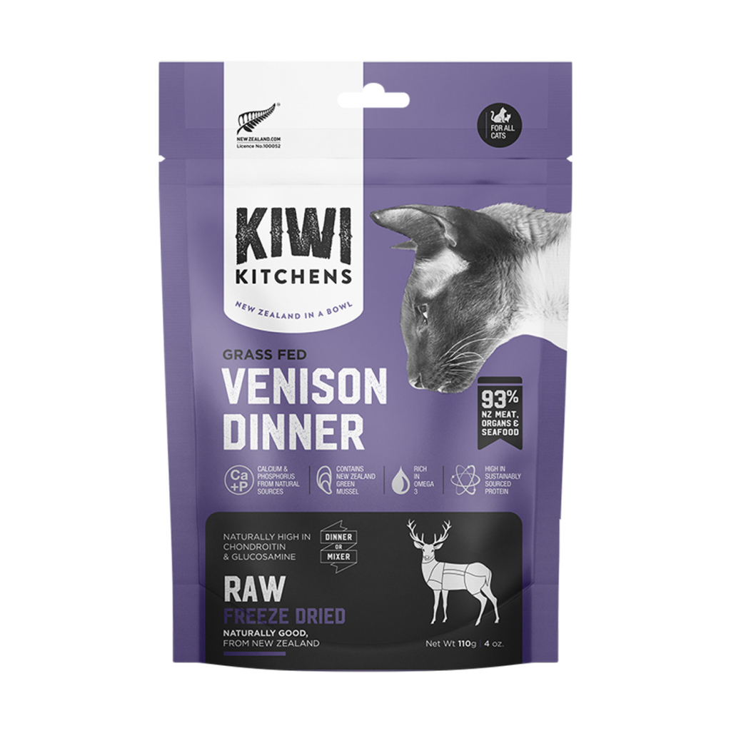 Kiwi Kitchens Raw Freeze Dried Venison Dinner Cat Food, 4-oz image number null