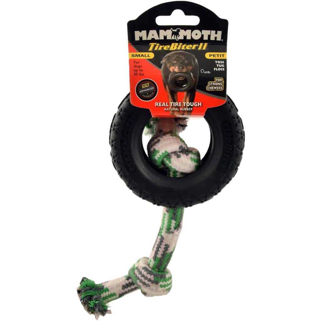 Mammoth TireBiter II Small with Rope Dog Toy 3.75 in