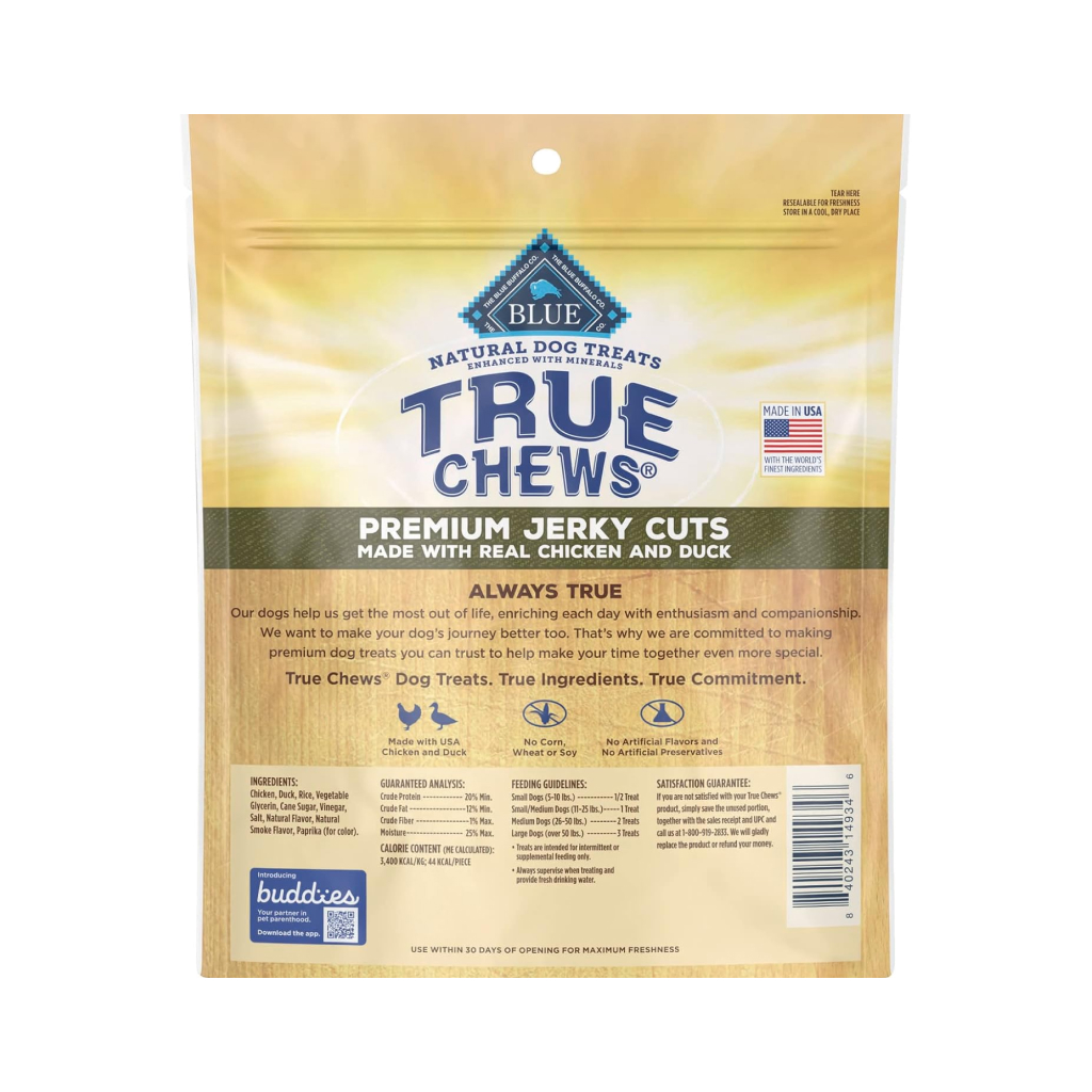 Blue Buffalo BLUE True Chews Premium Jerky Cuts with Real Chicken and Duck Natural Dog Treats, 12-oz image number null