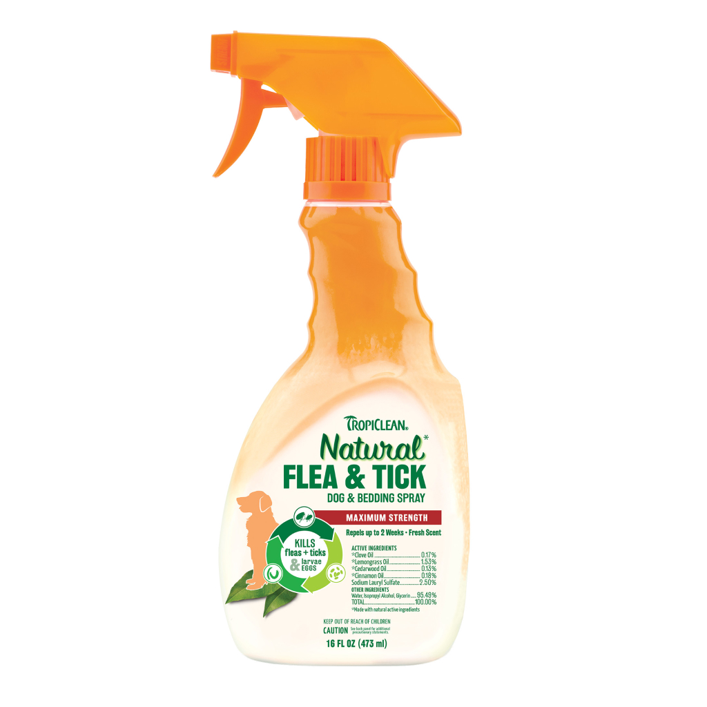 TropiClean Natural Flea & Tick Dog & Bedding Spray, 16-oz image number null