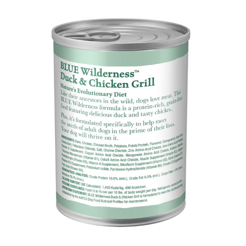 Blue Buffalo Wilderness High-Protein & Grain-Free Duck & Chicken Grill Adult Wet Canned Dog Food, 12.5-oz image number null