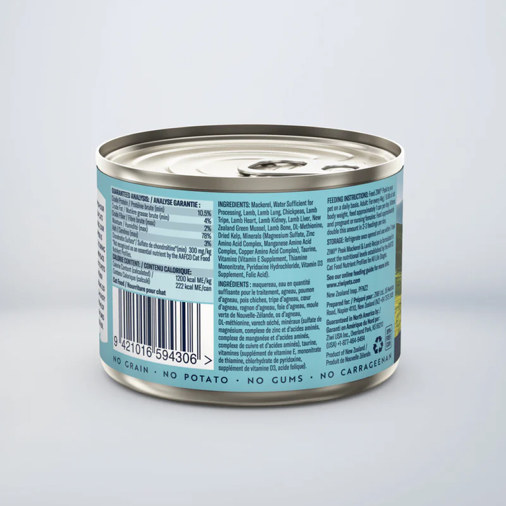 ZIWI Peak Mackerel and Lamb Recipe Cat Can, 6.5-oz image number null