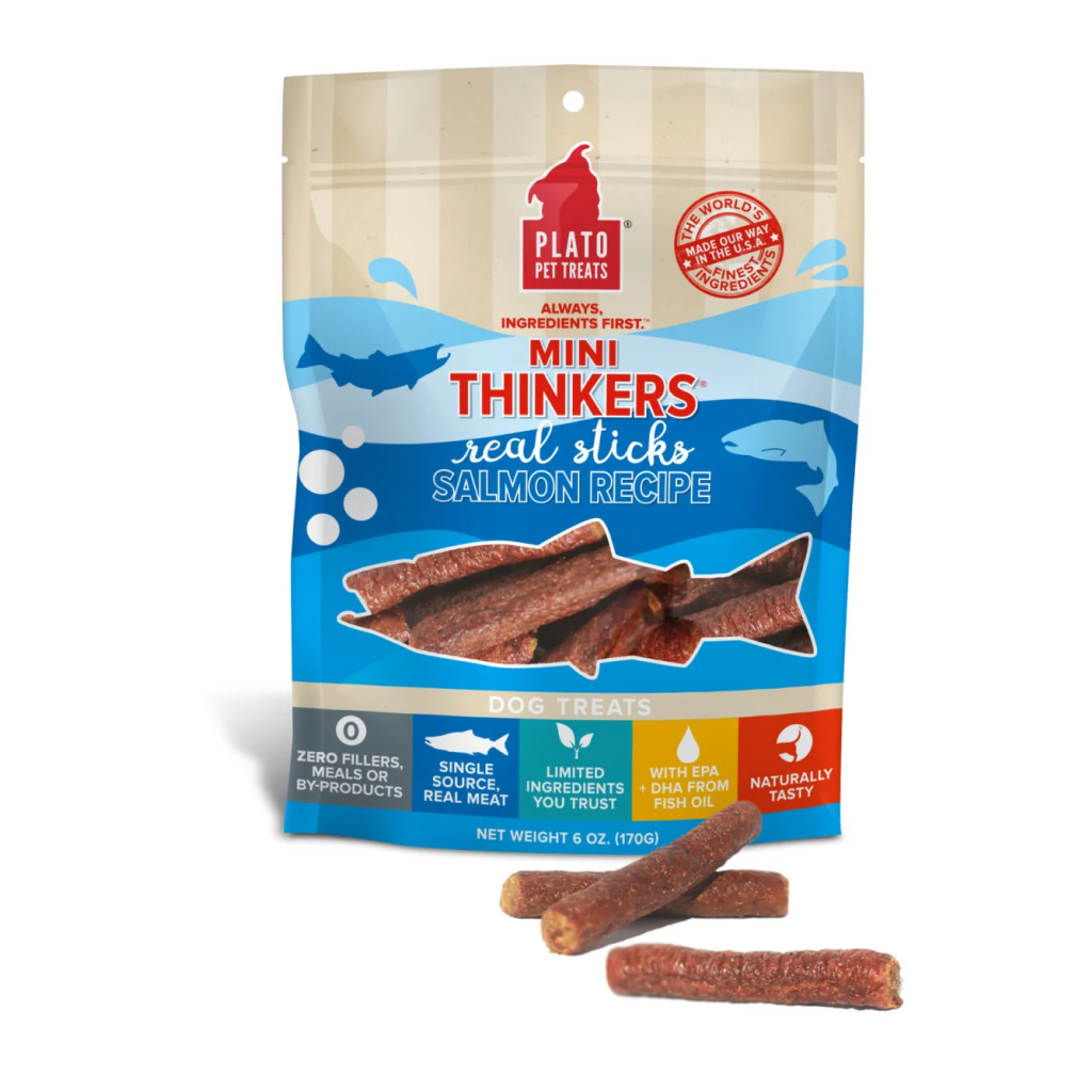 Plato Mini Thinkers SalmonMeat Stick Dog Treats 3-oz image number null