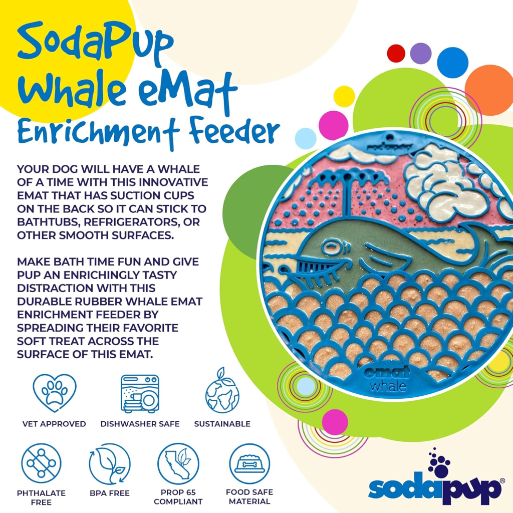 Soda Pup Large Whale Design Enrichment Lick Mat With Suction Cups, Blue image number null