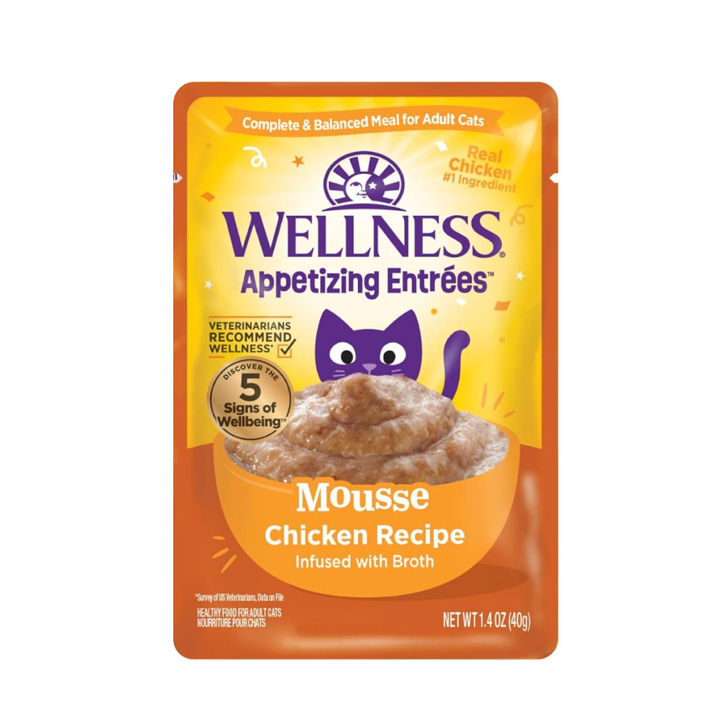 Wellness Appetizing Entrées Mousse Chicken Recipe in Sauce Wet Cat Food Pouch, 1.4-oz image number null