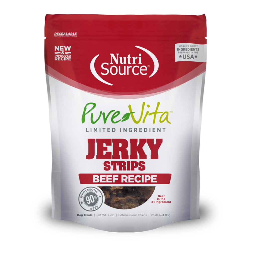 PureVita Limited Ingredient Beef Recipe Jerky Strips Treats, 4-oz image number null